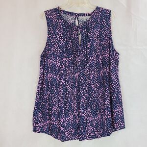 New DANIEL RAINN Women's (1X) Black/Purple/Pink Print Sleeveless Tunic Top $54